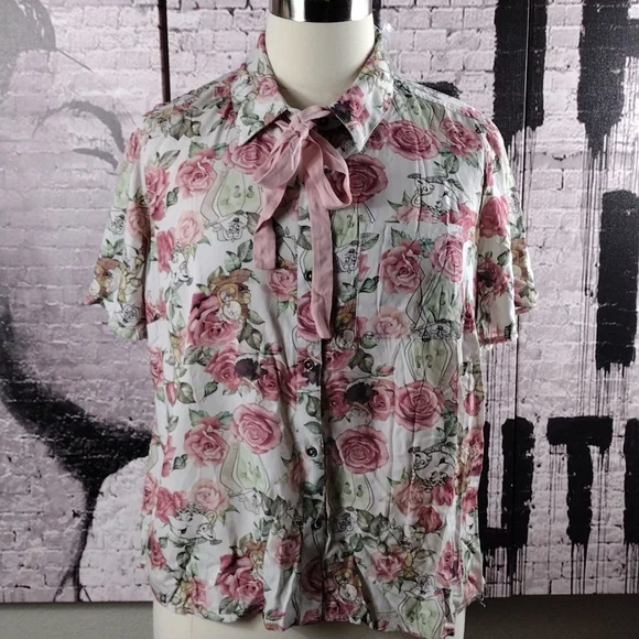 Her Universe Disney Beauty & The Beast Rose Woven Button-Up Sz 4X - Picture 3 of 6